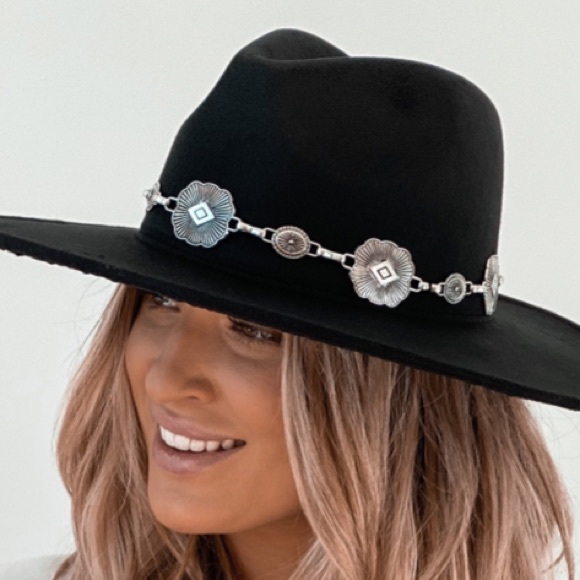 NWT Concho Silver Western Belted Felt Hat Black - Picture 10 of 15